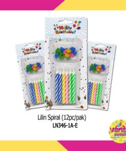 Lilin Spiral 12pcs Warna-warni