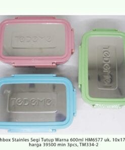 Lunchbox Stainles Segi Tutup Warna 600ml