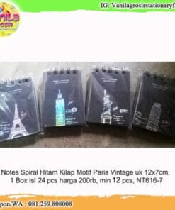 NOTES SPIRAL HITAM MOTIF PARIS VINTAGE