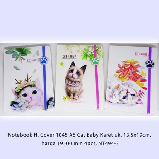 Notebook H. Cover 1045 A5 Cat Baby Karet uk. 13