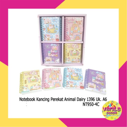 Notebook Kancing Perekat Motif