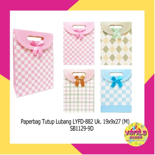 Paperbag Pita Tutup Fancy Uk M, paperbag pita perekat, tas ulang tahun, tas kado, goodie bag, tas souvenir - Gambar 8