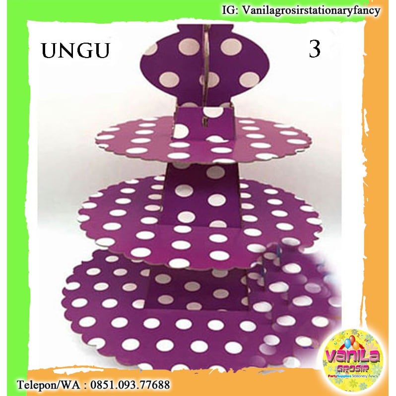 Ready ! Cupcake Standing Polkadot Besar 4 Warna/Tier Polkadot/Cupcake 3 Tier/Cake Stand Polakadot - Gambar 2