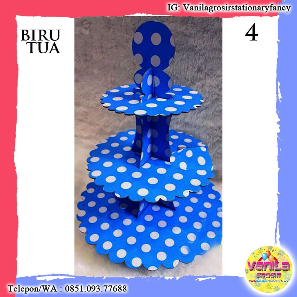 Ready ! Cupcake Standing Polkadot Besar 4 Warna/Tier Polkadot/Cupcake 3 Tier/Cake Stand Polakadot - Gambar 3