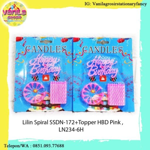 Ready ! Lilin Spiral dan Topper HBD/Lilin Spiral Warna dan Topper/Lilin Stripe Ulir - Gambar 2