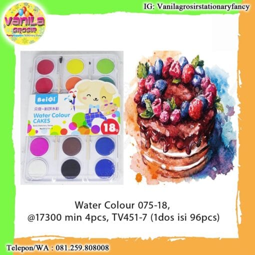 SIMBALION WATERCOLOR CAKE 18 WARNA / CAT AIR / BEIQI WATER COLOUR CAKES