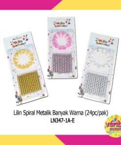 Set 24pcs Lilin Spiral Metalik 1 Warna