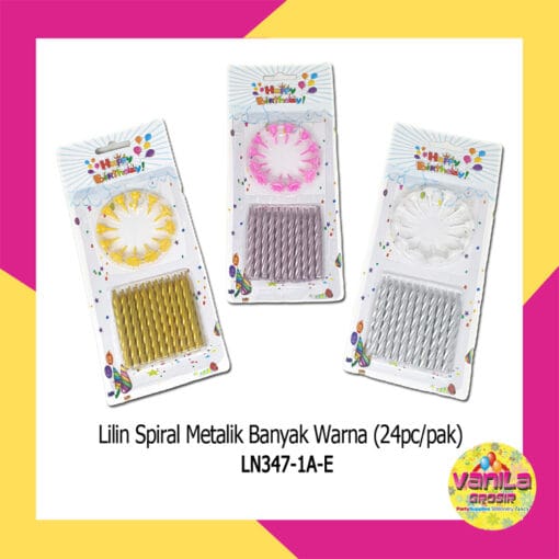 Set 24pcs Lilin Spiral Metalik 1 Warna