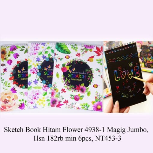 Sketch Book Hitam Flower 4938-1 Magig Jumbo NT453-3