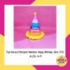 Topi Kerucut Pompom HBD Rainbow