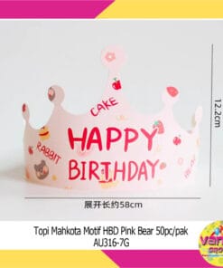 Topi Mahkota Motif HBD Cake Rabbit