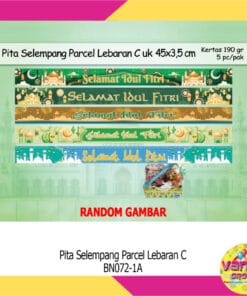(1Pak Isi 5Pcs) Pita Parcel Lebaran C, pita toples parcel hampers selamat idul fitri, banner bingkisan lebaran, selempang parcel, paper belt idul fitri, pita idul fitri roll, pita idul fitri hampers, selempang idul fitri dekorasi