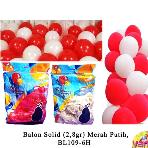 isi 100 Balon doff latex merah putih