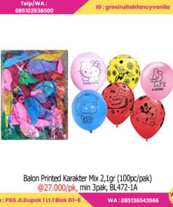 Balon Printed Karakter Mix 2,1gr (100pc pak)