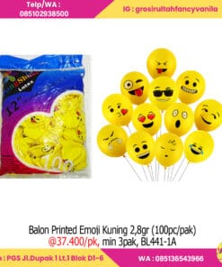 Balon Printed Emoji Kuning 2,8gr (100pc pak)