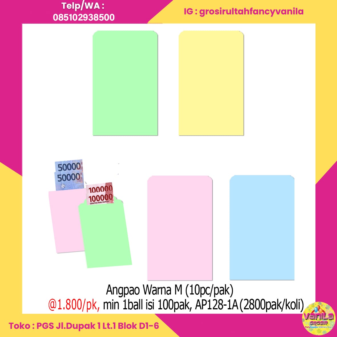 Amplop Warna Uk M, amplop polos warna, angpao serbaguna, amplop undangan