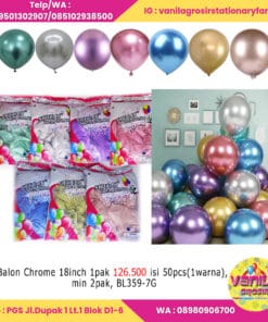Balon Chrome 18inch 1pak isi 50pcs, (1warna), min 2pak