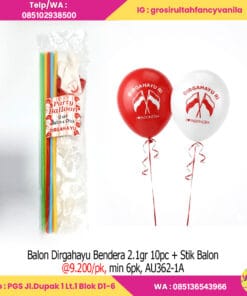 Balon Dirgahayu Bendera 2.1gr 10pc + Stik Balon