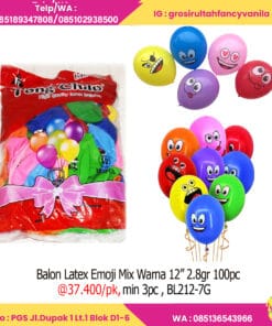 Balon Emoji Warna Warni 12” 2,8gr 100pcs