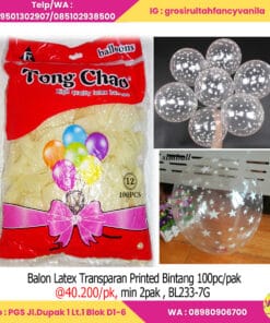 Balon Latex Transparan Printed Bintang