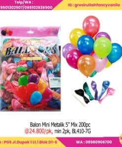 Balon Mini Metalik 5” 200pcs Mix