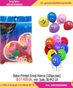 Balon Printed Emoji Warna (100pc pak)