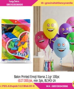 Balon Printed Emoji Warna 2.1gr 100pc