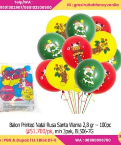 Balon Printed Natal Rusa Santa Warna 2,8 gr 100pc