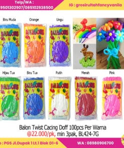Balon Twist Cacing Doff 100pcs Per Warna