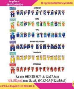 Banner HBD 3D BOY uk 12x17,5cm