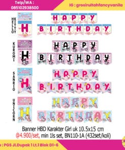 Banner HBD Karakter Girl uk 11,5x15,5cm