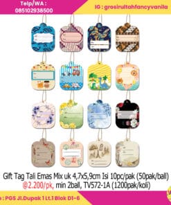 Gift Tag Tali Emas Mix uk 4,7x5,9cm Isi 10pc pak (50pak ball)