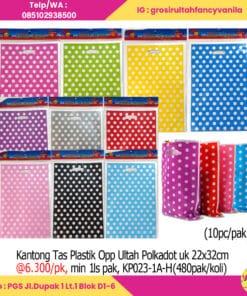 Kantong Tas Plastik Opp Ultah Motif Polkadot, plastik snack ultah, kantong souvenir, tas plastik kado ultah