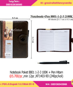 Notebook Poket 8801 1-2-3 100K + Pen Hitam