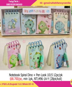 Notebook Spiral Dino + Pen Look 1015 12pc/pk