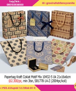 Paperbag Kraft Coklat Motif Mix Uk 21x16x6cm