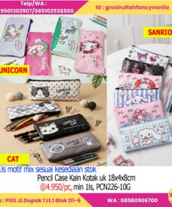 Pencil Case Kain Kotak SANRIO, CAT,UNICORN uk 18x4x8cm