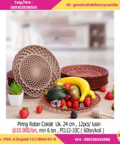 Piring Rotan Coklat  Uk. 24 cm