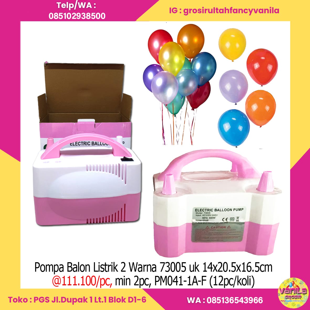 Pompa Balon Listrik 2 Warna uk 14x20,5x16,5cm