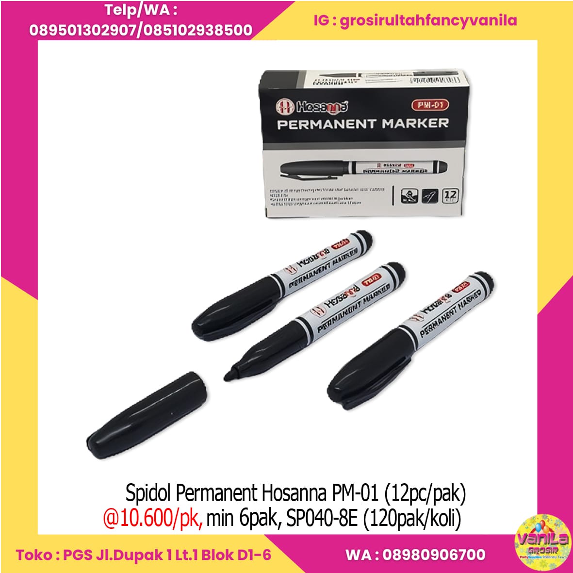 Spidol Permanent Hosanna PM-01 (12pc pak)