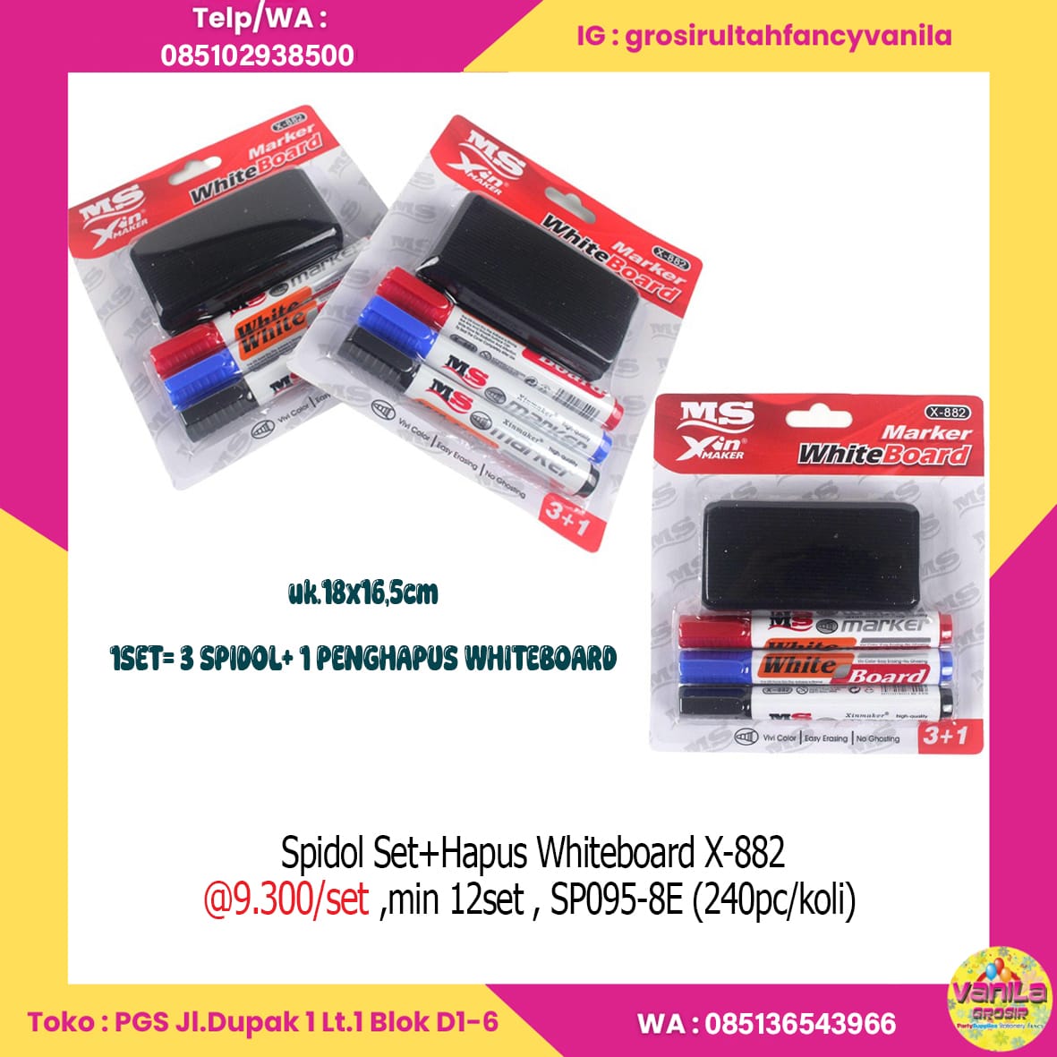 Spidol Set+Hapus Whiteboard X-882