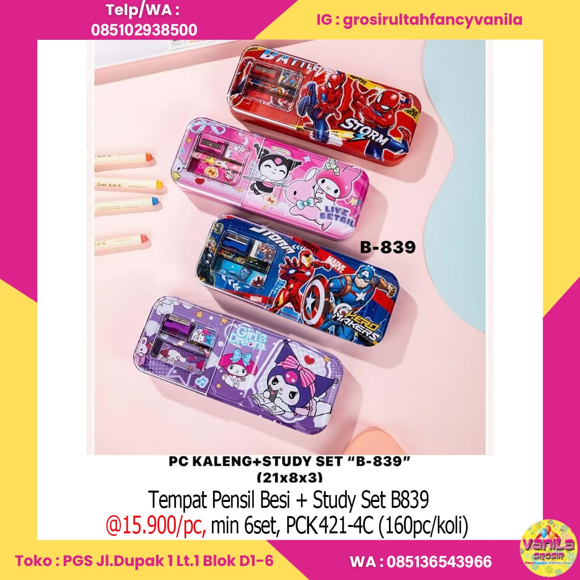 Tempat Pensil Besi + Study Set B839