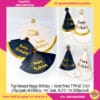 Topi Kerucut Happy Birthday + Karet Emas 17cm 25 pc/pack