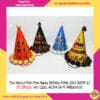Topi Kerucut Pom-Pom Happy Birthday Glitter 20cm