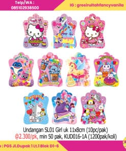 Undangan SL01 GIRL + FREE PLASTIK, undangan ulang tahun, undangan karakter, undangan hbd