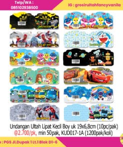 Undangan Ultah Lipat Kecil Boy uk 19x6,8cm (10pc pak)