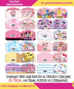 Undangan Ultah Lipat Kecil Girl uk 19x6,8cm (10pc pak)
