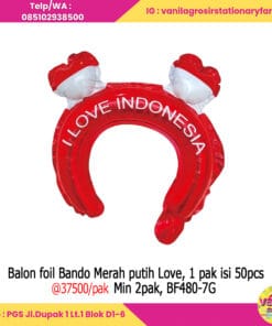 Balon Foil Bando Merah Putih Love 1 pak isi 50