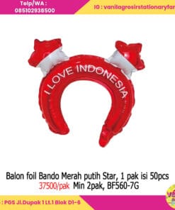 balon foil bando merah putih star 1 pak isi 50