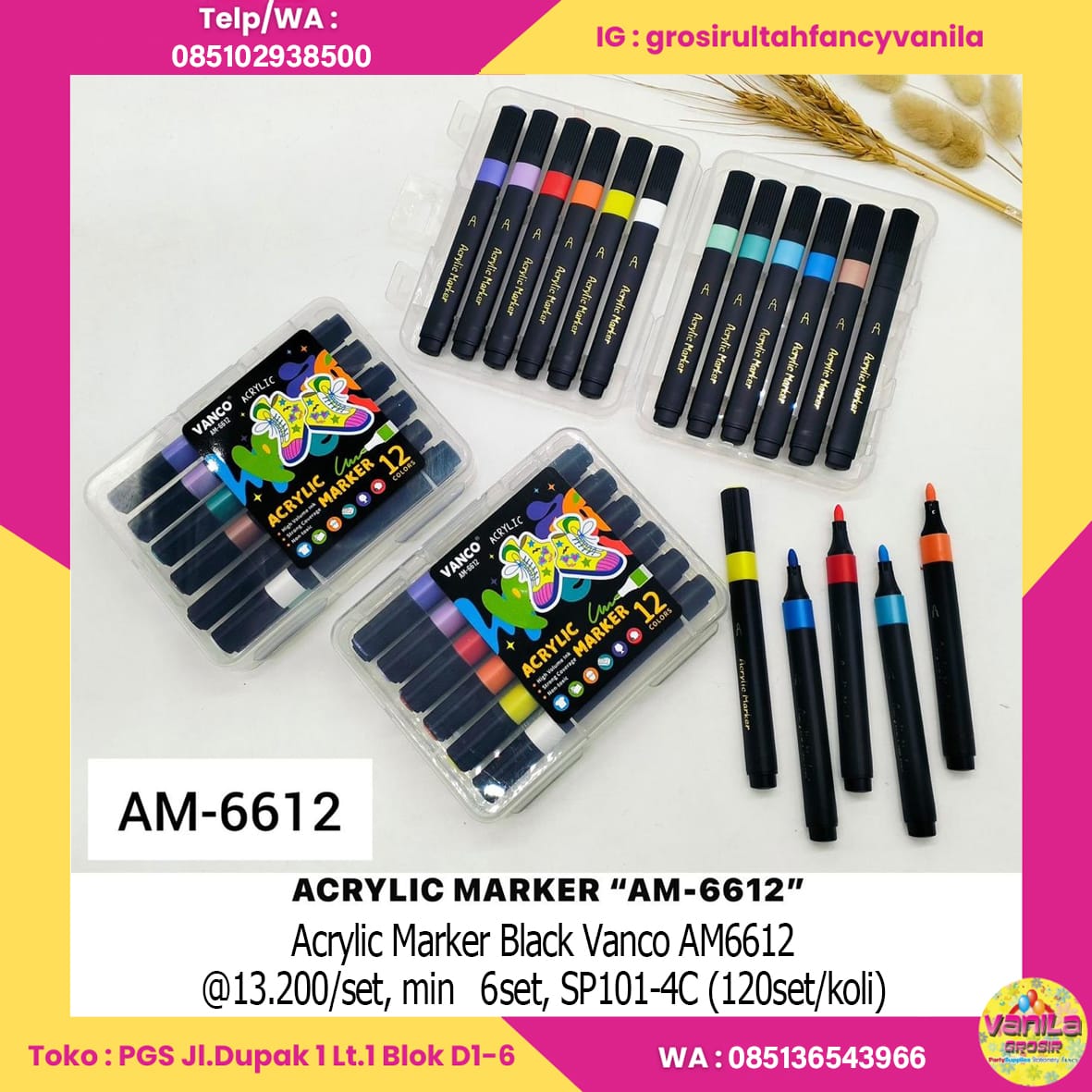 Acrylic Marker Black Vanco AM6612